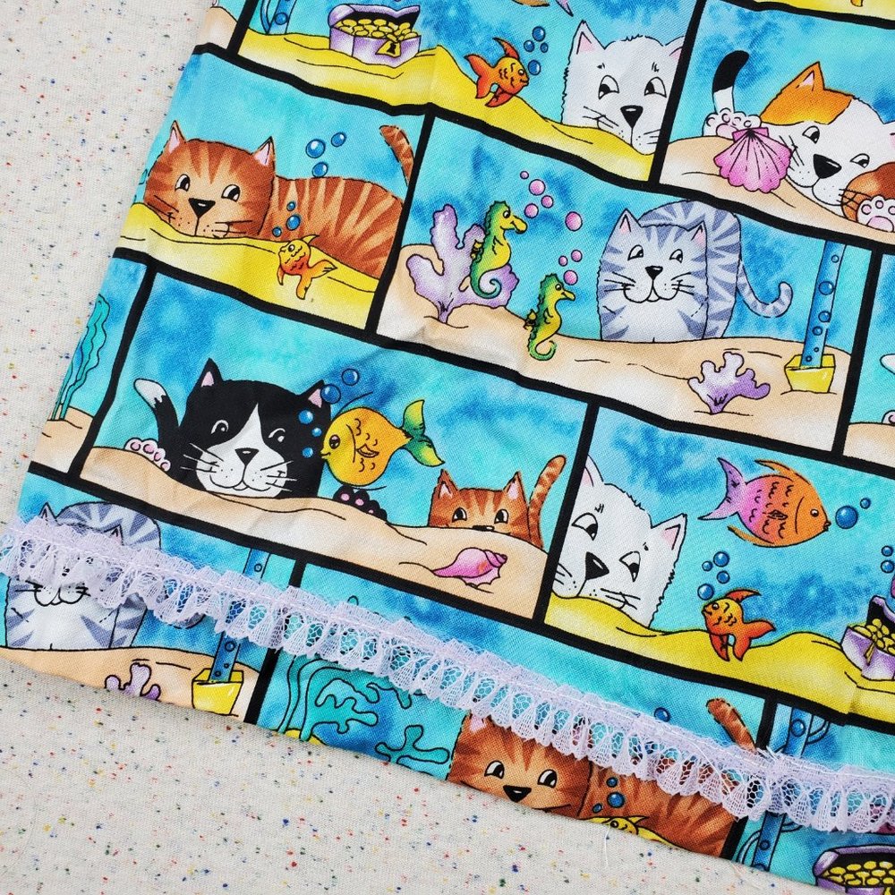 Handmade Kitty Fish Printed Dress 5t/6 - Picture 3 of 3